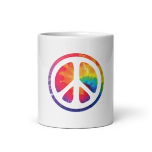 Retro Peace Sign White Glossy Mug
