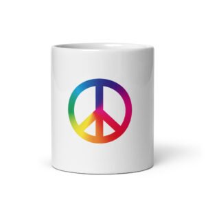 Tie Dye Peace Sign White glossy mug