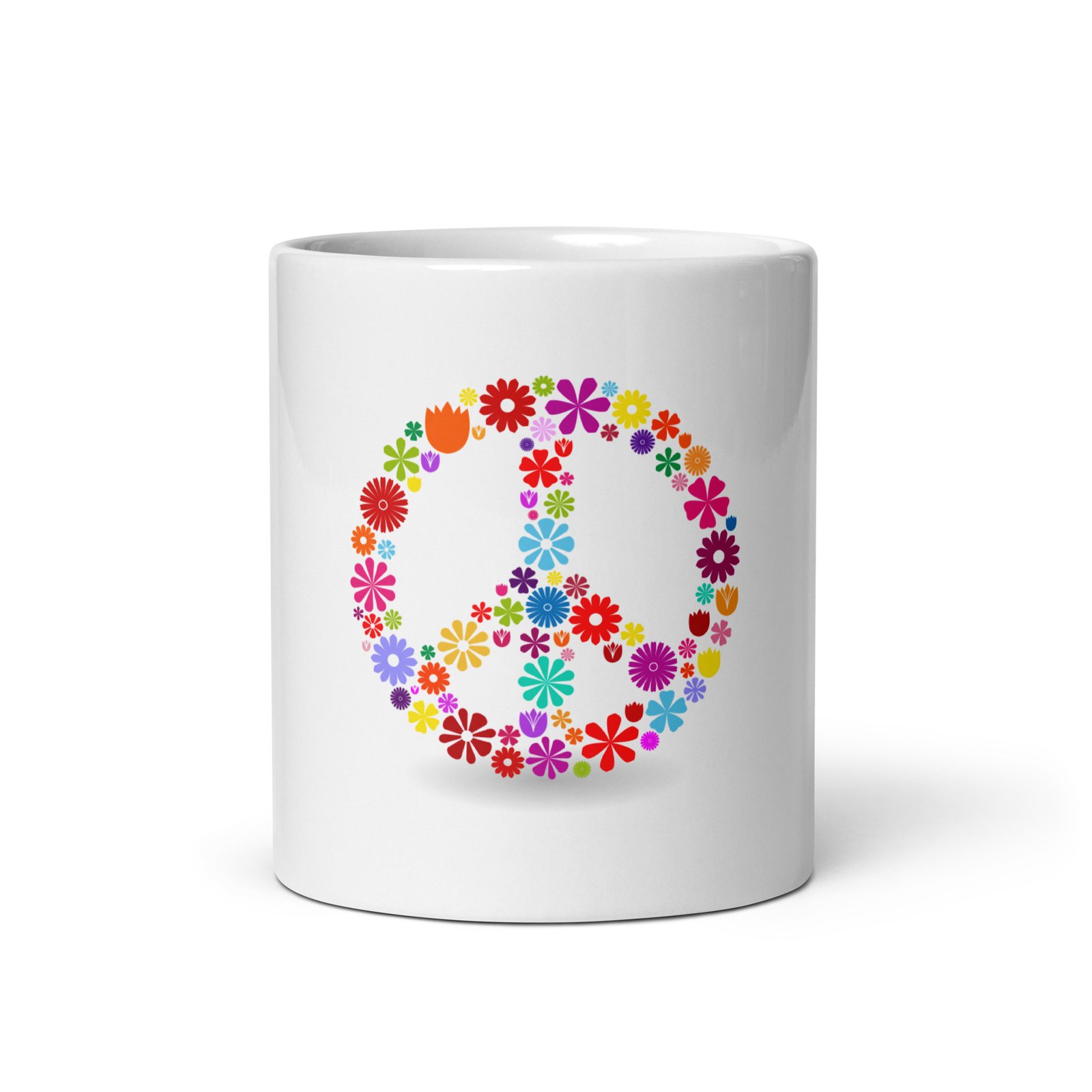 Flower Peace Sign White glossy mug - Image 4