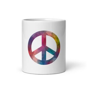 Beveled Peace Sign White glossy mug