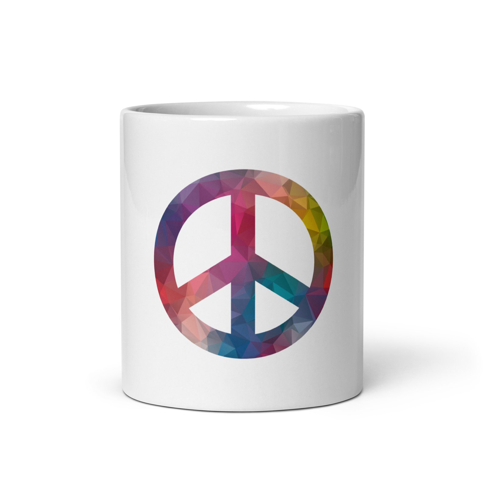 Beveled Peace Sign White glossy mug