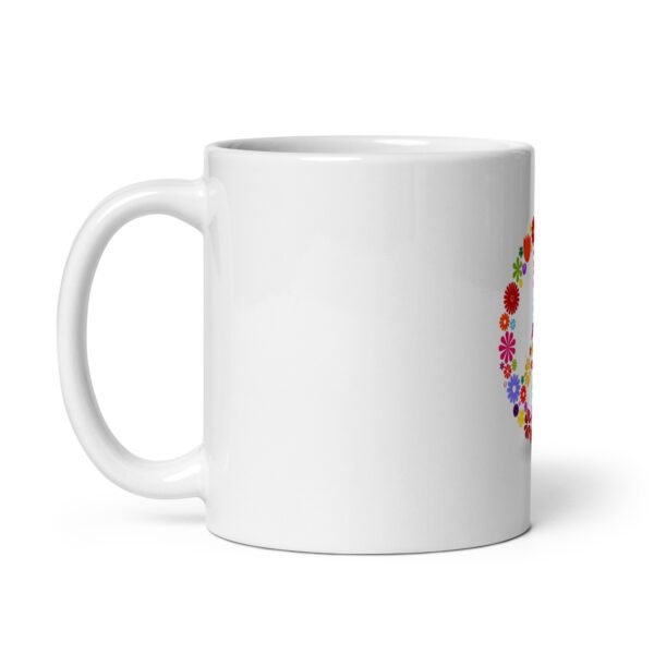 Flower Peace Sign White glossy mug - Image 3