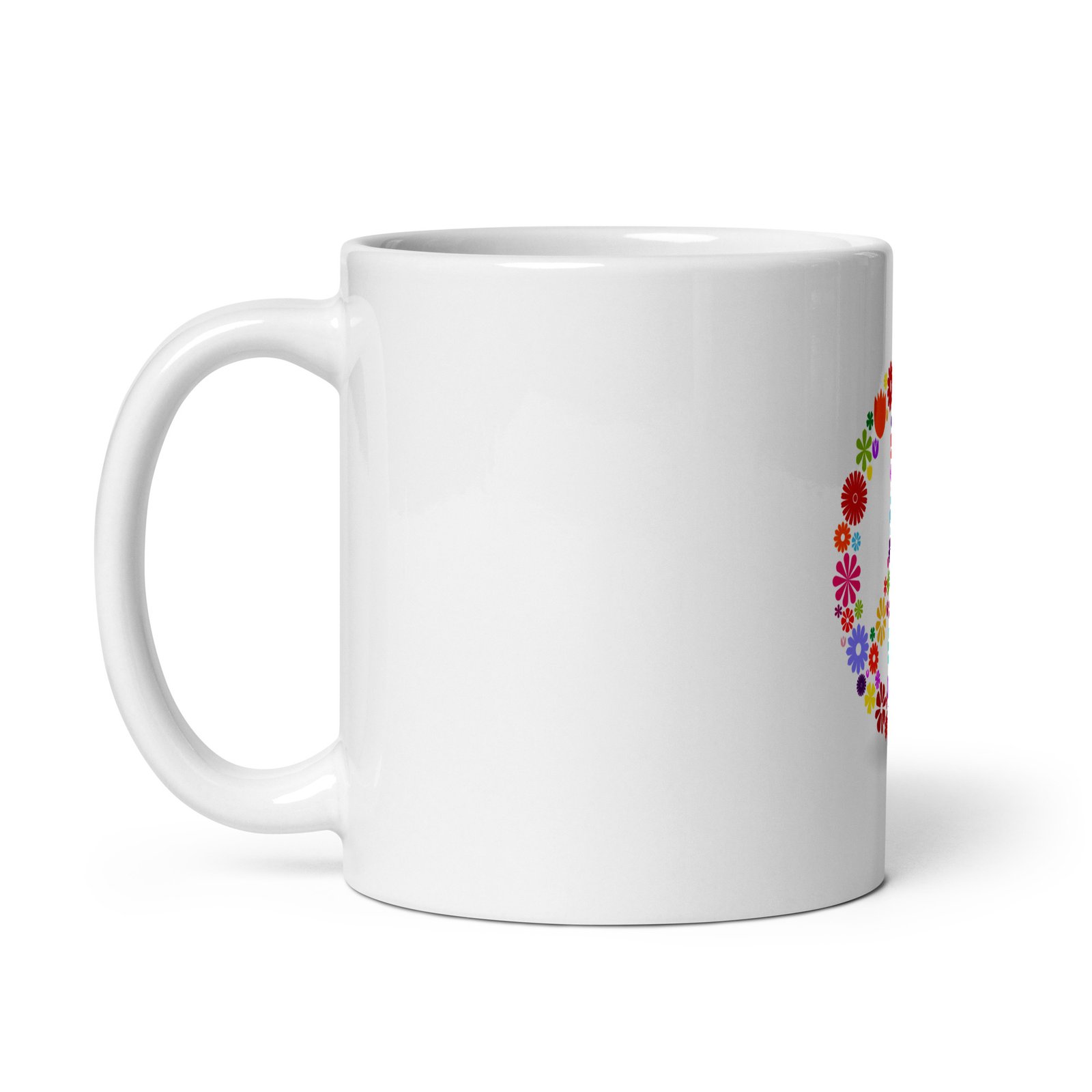 Flower Peace Sign White glossy mug - Image 3
