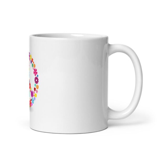 Flower Peace Sign White glossy mug - Image 2