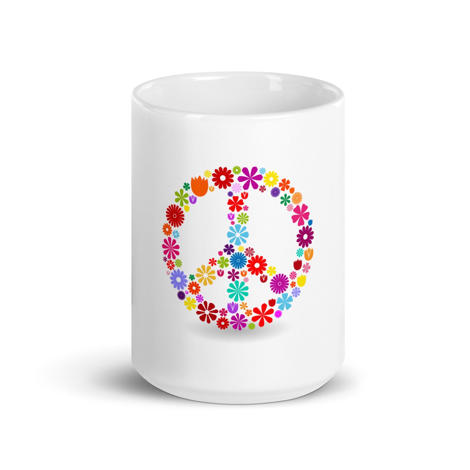 Flower Peace Sign White glossy mug - Image 7