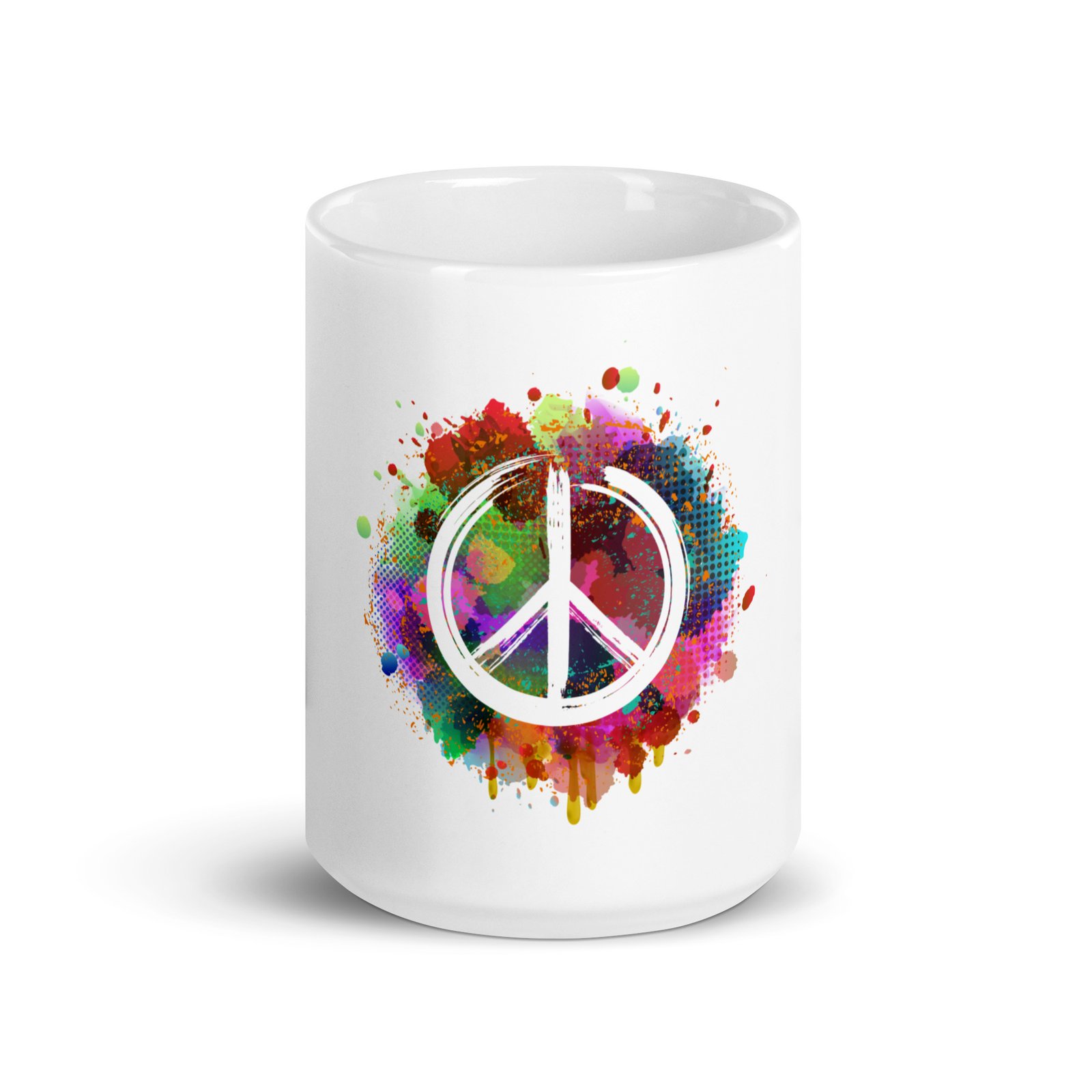 Splatter Peace Sign White glossy mug - Image 7