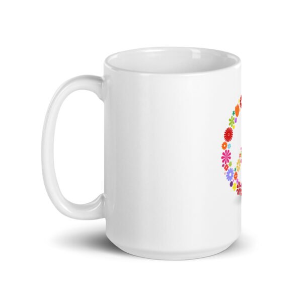 Flower Peace Sign White glossy mug - Image 6