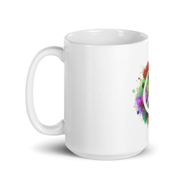 Splatter Peace Sign White glossy mug - Image 6