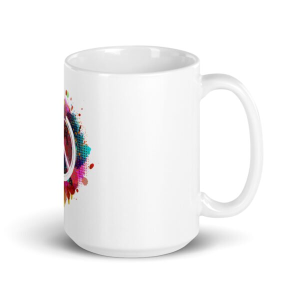 Splatter Peace Sign White glossy mug - Image 5