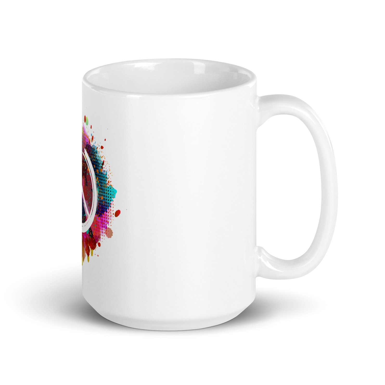 Splatter Peace Sign White glossy mug - Image 5