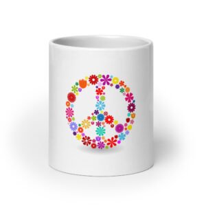 Flower Peace Sign White glossy mug