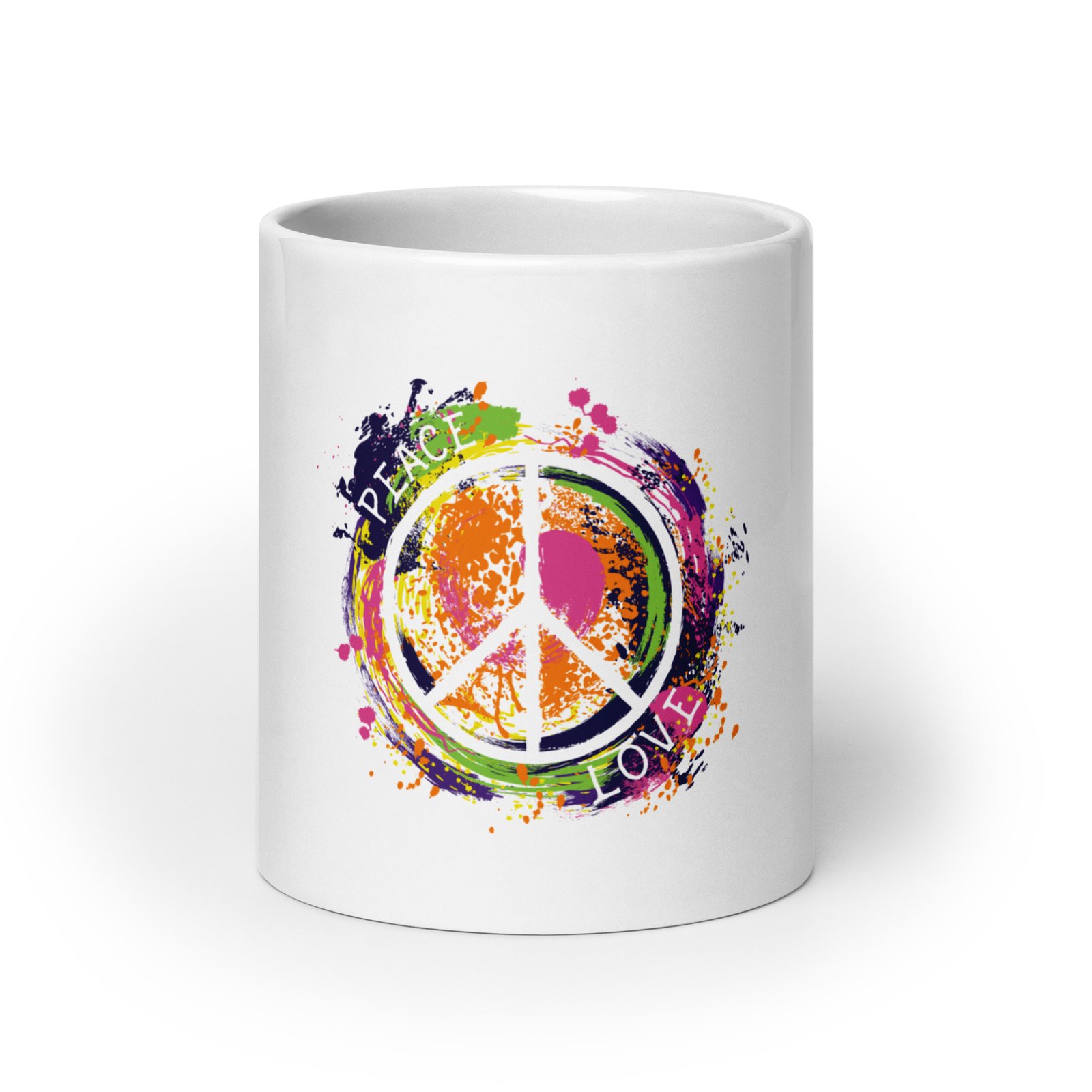 Swirl Peace Sign White glossy mug