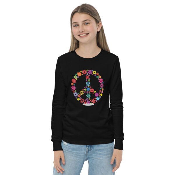Flower Peace Sign Youth long sleeve tee - Image 2