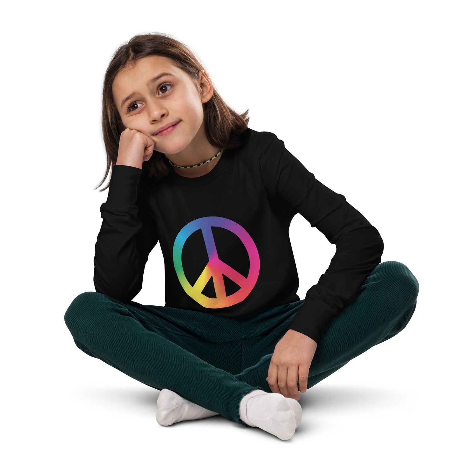 Tie Dye Peace Sign Youth long sleeve tee - Image 2