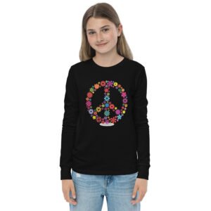 Flower Peace Sign Youth long sleeve tee