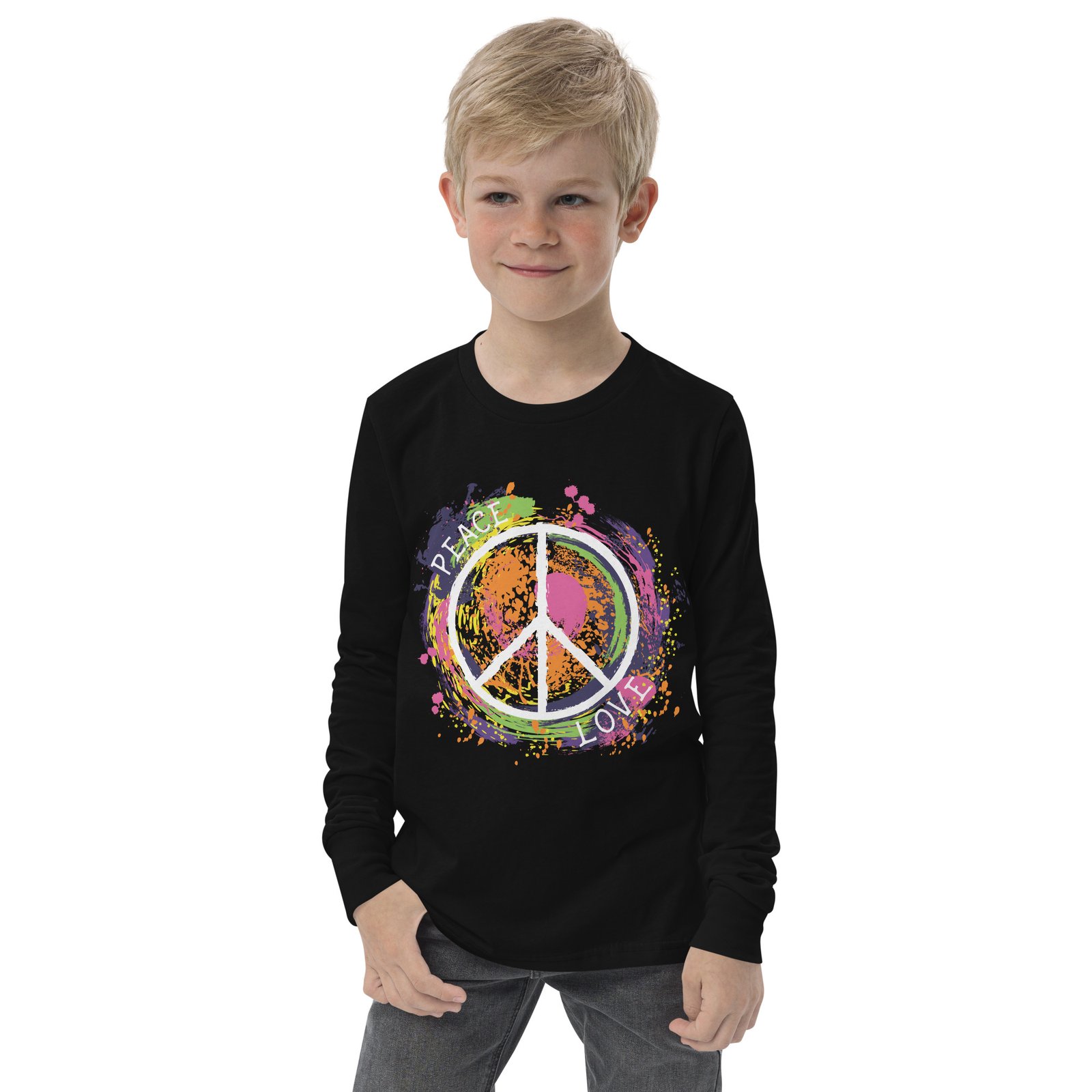 Swirl Peace Sign Youth long sleeve tee