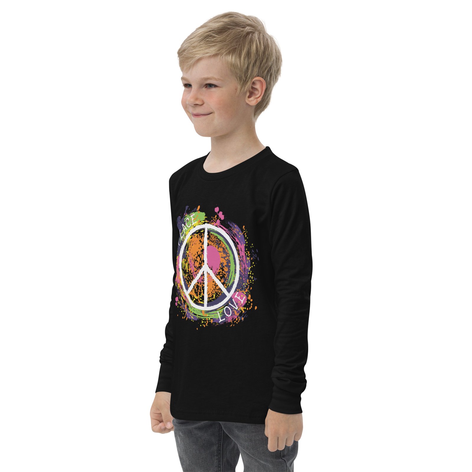 Swirl Peace Sign Youth long sleeve tee - Image 2