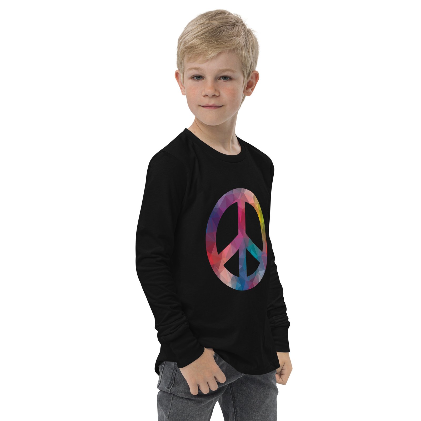 Bevel Peace Sign Youth long sleeve tee - Image 3