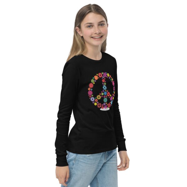 Flower Peace Sign Youth long sleeve tee - Image 4