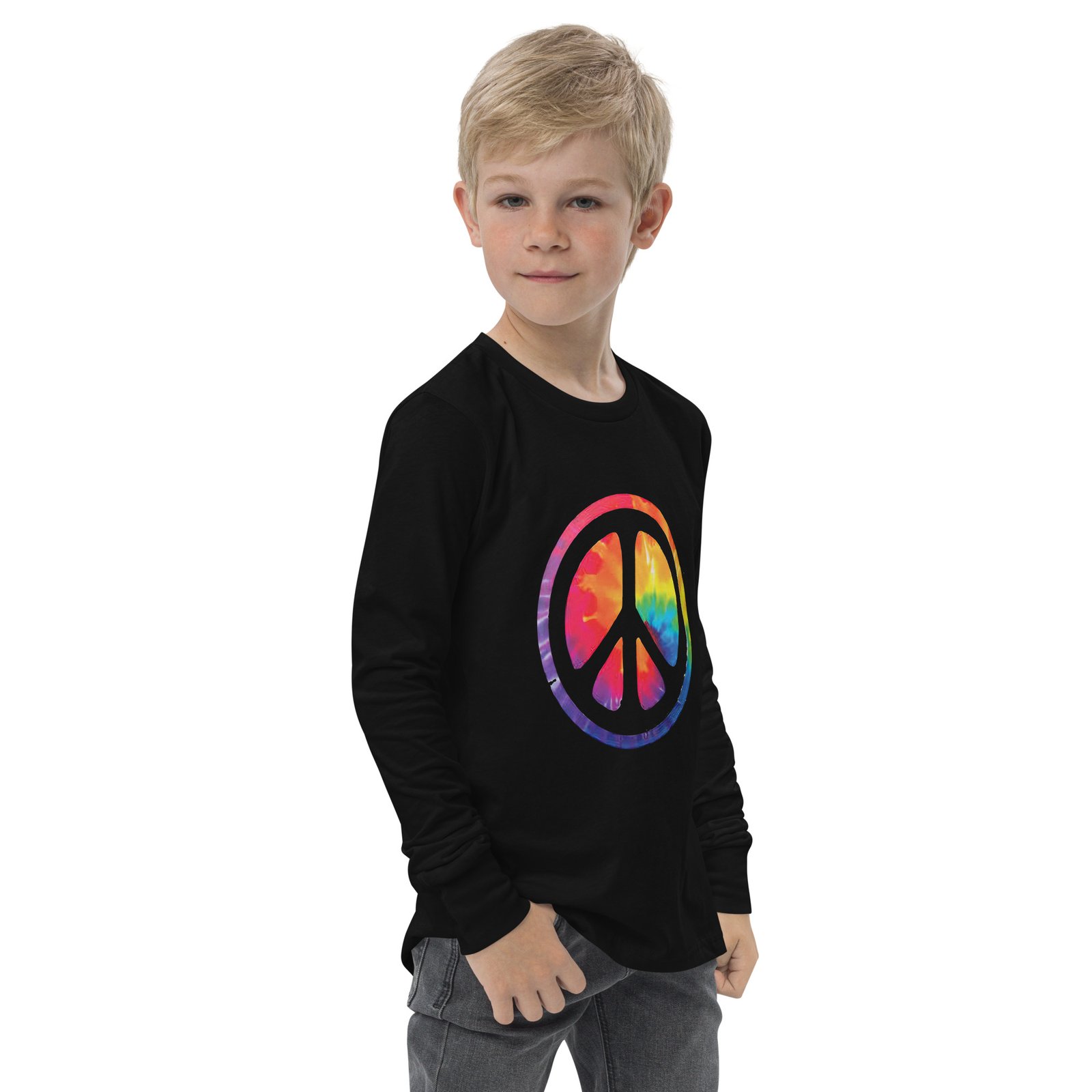 Retro Peace Sign Youth long sleeve tee - Image 3