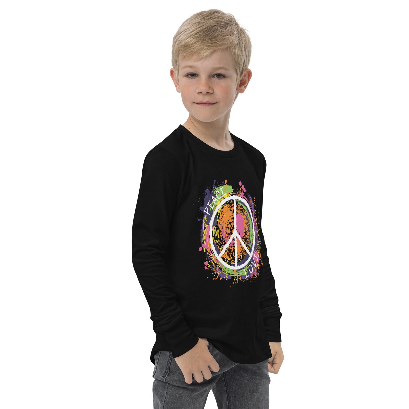 Swirl Peace Sign Youth long sleeve tee - Image 3