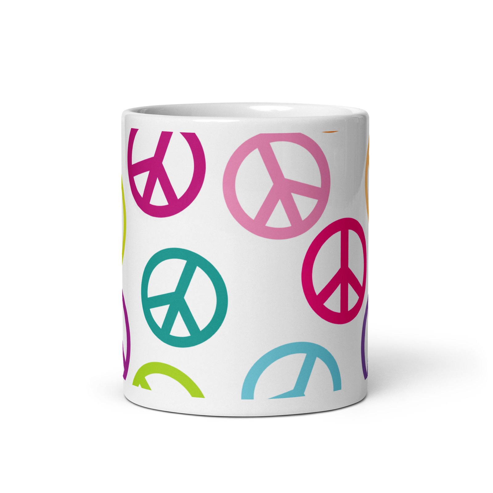 Peace Sign Pattern White glossy mug - Image 3