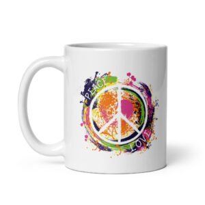 Swirl Peace Sign White glossy mug