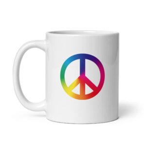Tie Dye Peace Sign White glossy mug