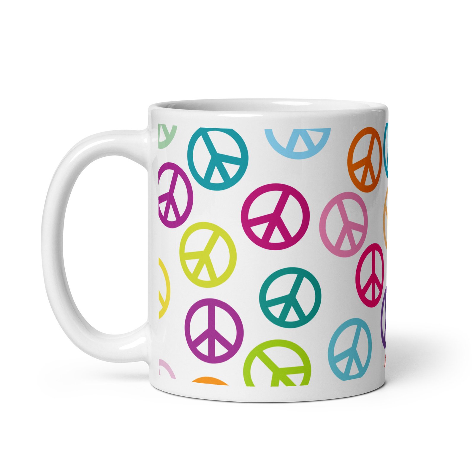 Peace Sign Pattern White glossy mug