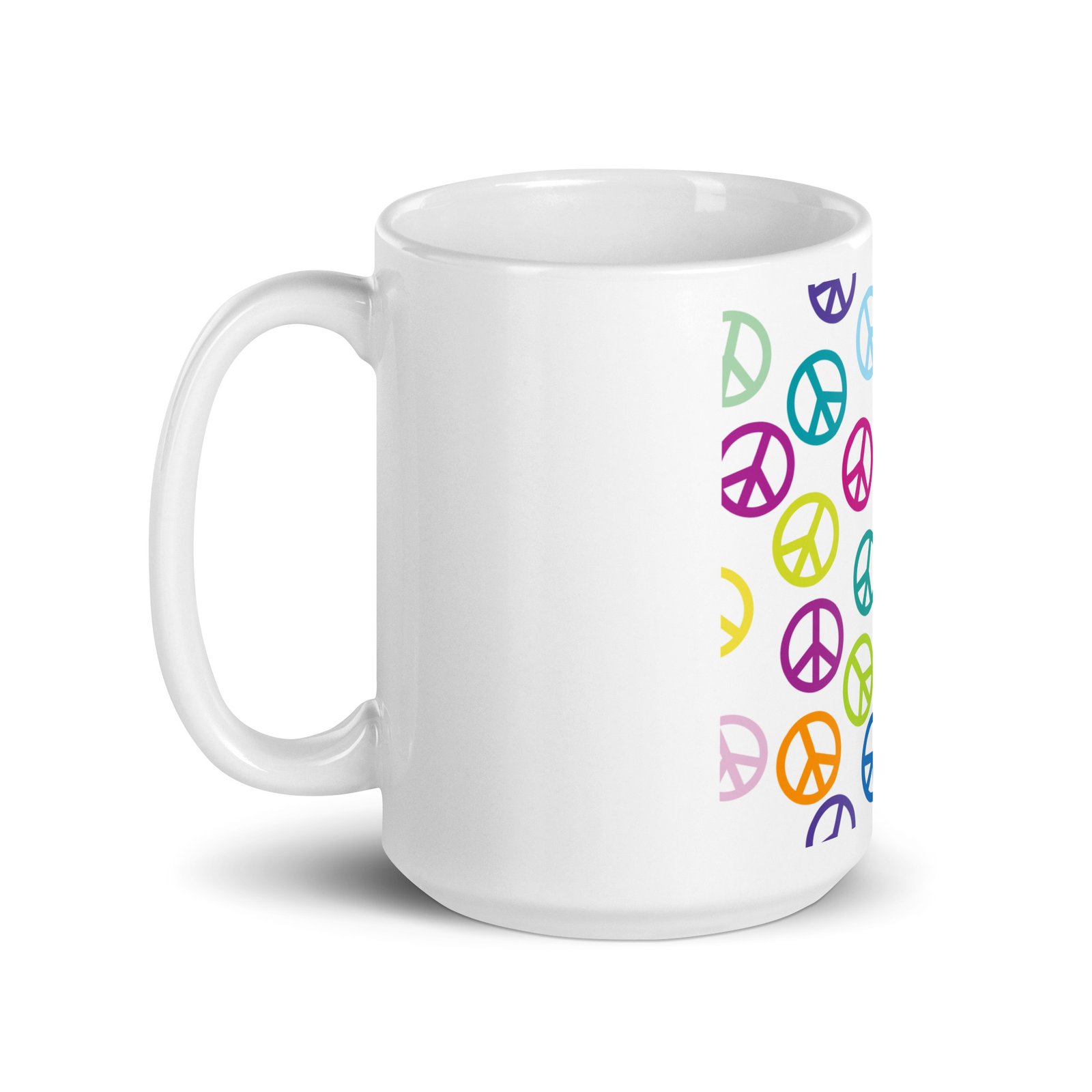 Peace Sign Pattern White glossy mug - Image 4