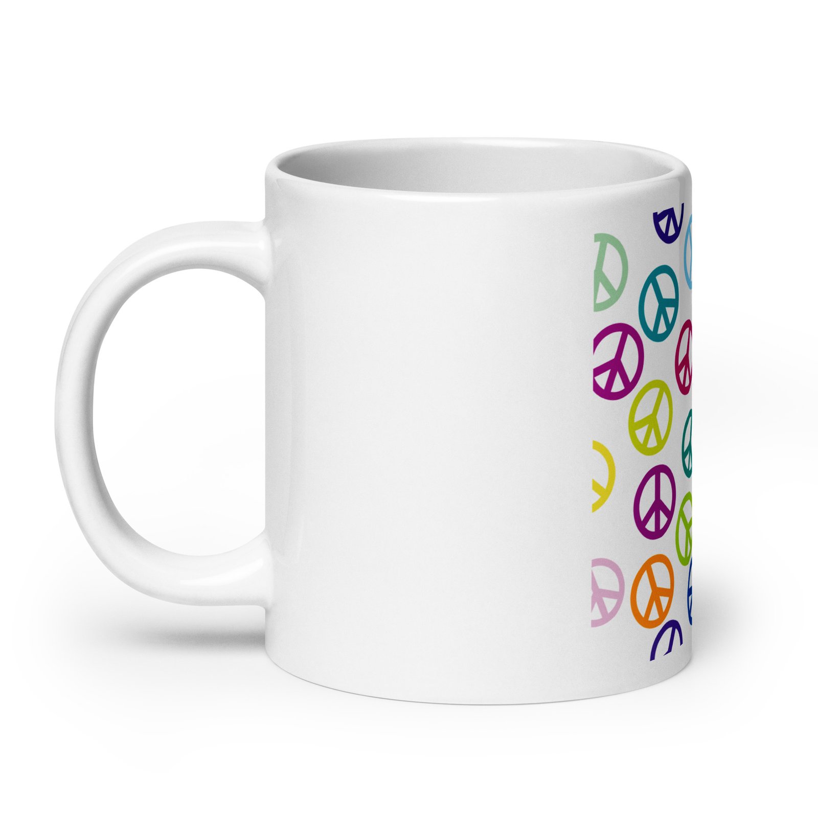 Peace Sign Pattern White glossy mug - Image 6