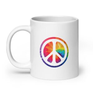 Retro Peace Sign White Glossy Mug