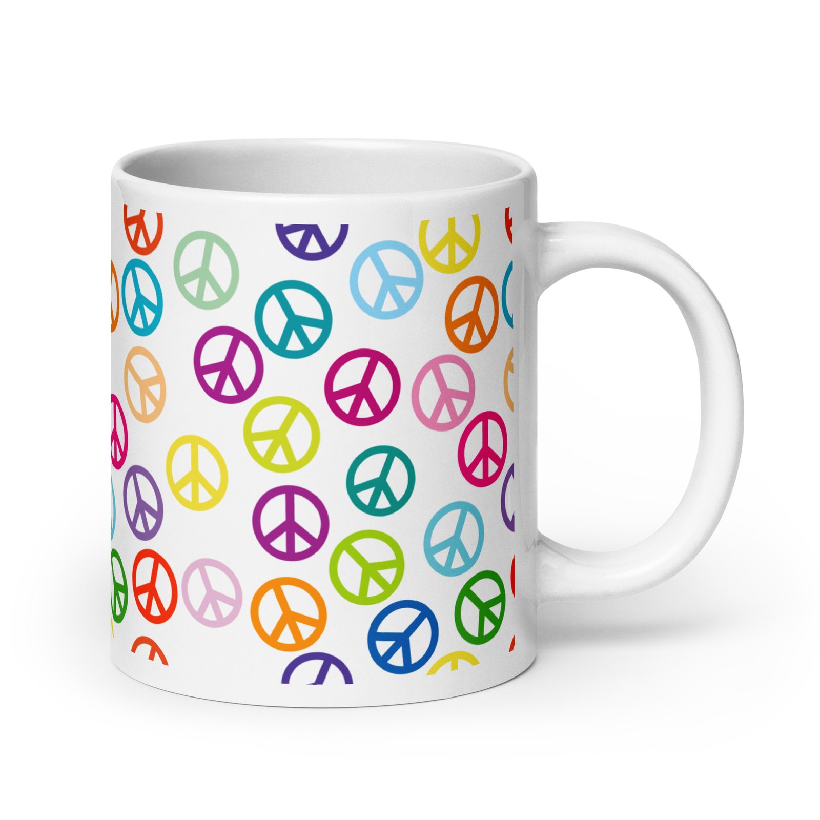 Peace Sign Pattern White glossy mug - Image 13